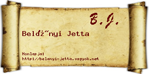 Belányi Jetta névjegykártya
